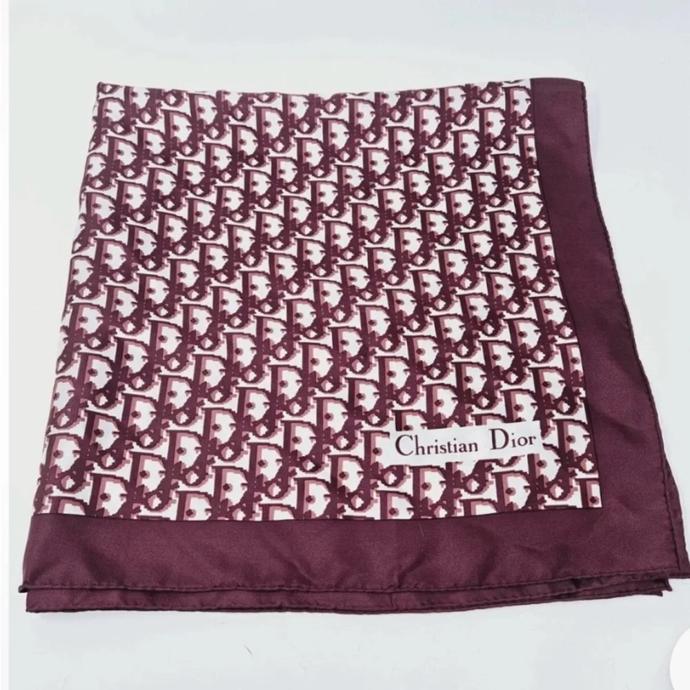 Christian Dior Burgundy Monogram silk Scarf